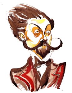 Alexander Scriabin (Rus besteci, 1872-1915) renkli karikatür by Neale Osborne